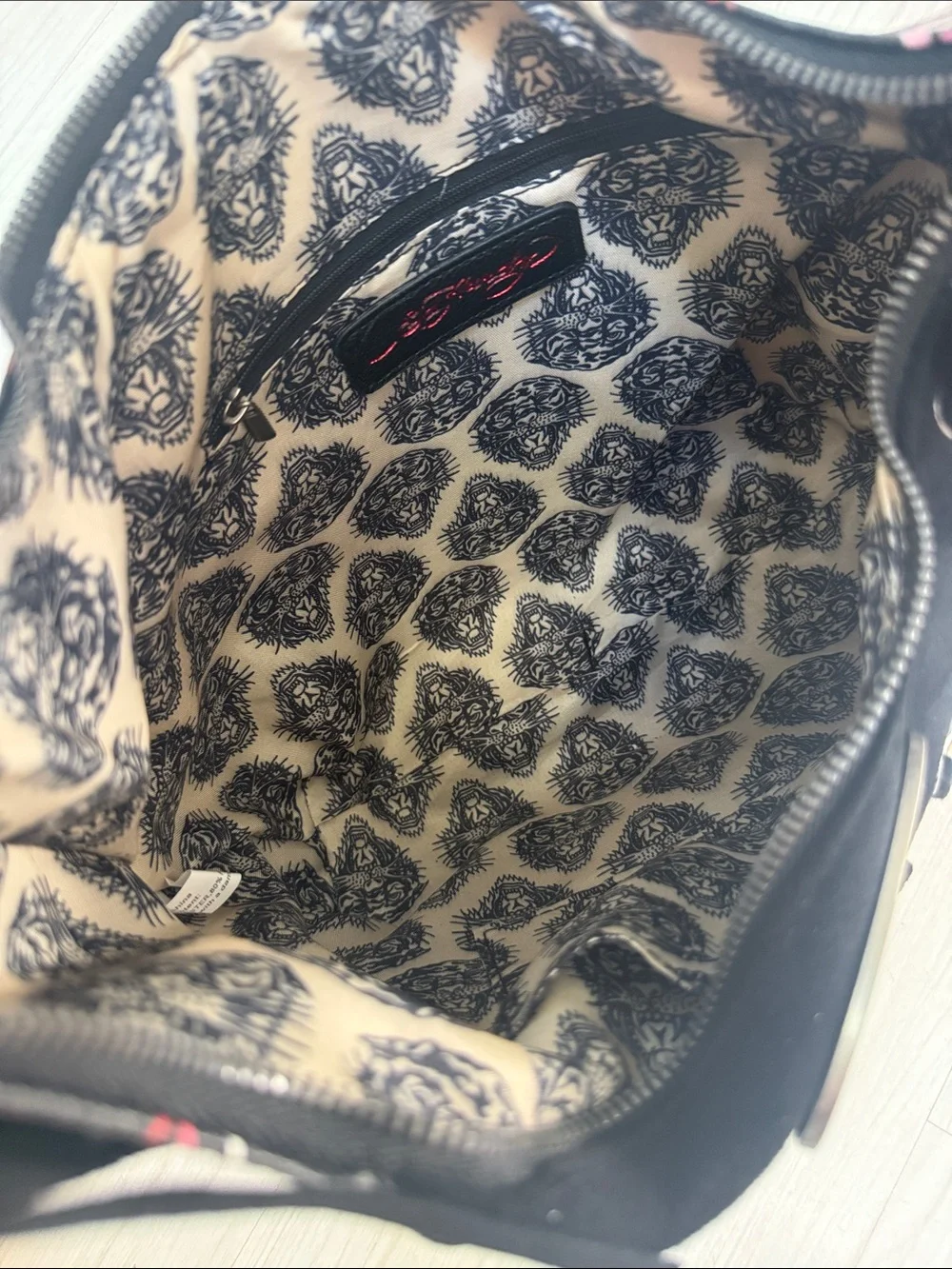 NWT Ed Hardy Skull & Rose Fringe Hobo